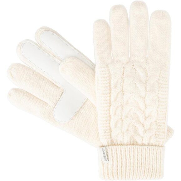 Womens Cable Knit Acrylic Gloves Touchscreen Warm Grip Stylish Ivory